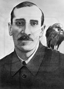 Александр Грин с ястребом Гулем, 1929